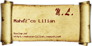 Mahács Lilian névjegykártya